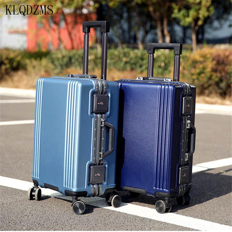 Изображение товара: KLQDZMS для мужчин бизнес алюминиевая рама Роллинг багаж Спиннер чемодан 20 дюймов Студенческая переноска для женщин 24 дюймов Дорожный чемодан