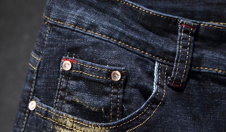 Изображение товара: Мужские байкерские джинсы, недорогие штаны из искусственной краски, модные байкерские джинсы для осени и зимы