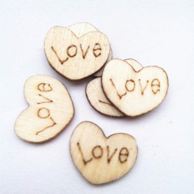 Изображение товара: Деревянные пуговицы для украшения одежды, в форме сердца, 100 шт.