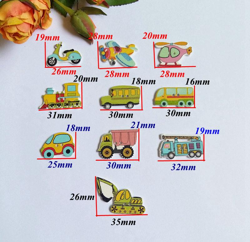 Изображение товара: 50 шт./лот 2 отверстия смешанные автомобили и самолеты натуральные деревянные пуговицы для рукоделия/скрапбукинга аксессуары для рукоделия оптовая продажа