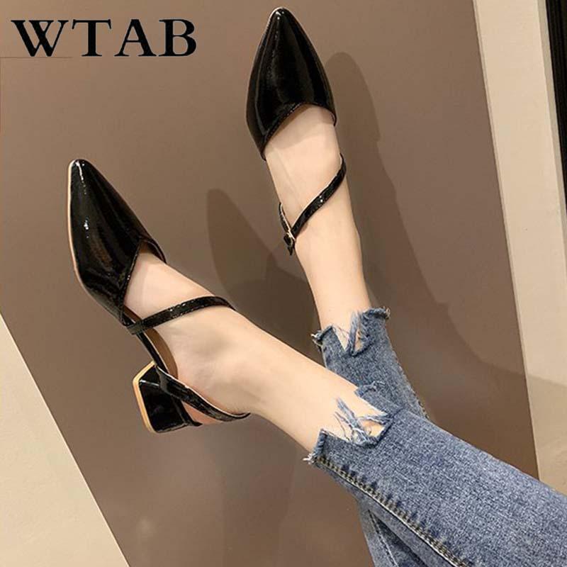 Изображение товара: Женские босоножки на среднем каблуке WTAB, повседневные модные летние сандалии в Корейском стиле, на платформе, 2019