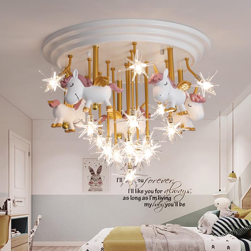 Изображение товара: Мультяшный креативный Хрустальный потолочный светильник Пони для мальчиков и девочек, лампа для детской комнаты, Светодиодная потолочная лампа со звездами для солдат