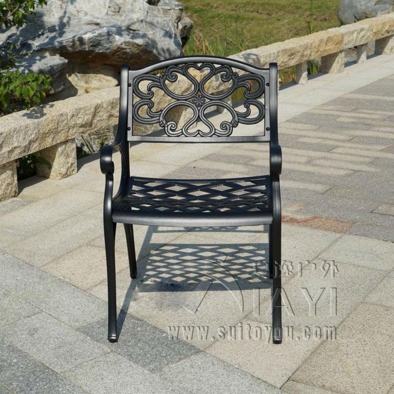 Изображение товара: Барбекю, садовый/патио стол и набор из 4 стульев, литой алюминий, готовый в черном цвете