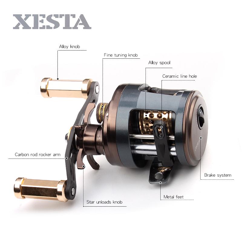 Изображение товара: XESTA барабанная металлическая Рыболовная катушка Наживка троллинг катушка для приманки 11 + 1 подшипники металлическая крышка сплав катушка ручка из карбона