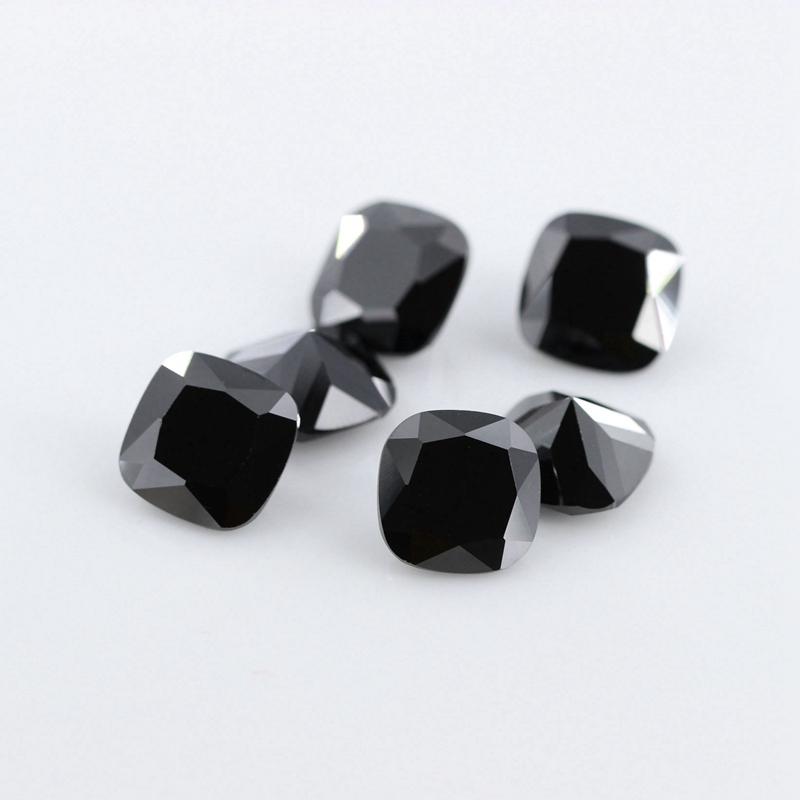 Изображение товара: Черный цвет подушки вырезать форма принцесса вырезать свободные стеклянные бусины искусственные камни для ювелирных изделий Размер 3x3 ~ 10x10mm