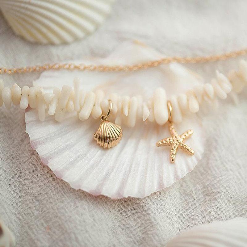 Изображение товара: Amaiyllis Пляж Морская звезда ракушки талисманы браслет для женщин богемный ракушки чипы Нить Браслет океан Морской стиль талисманы Pulseras