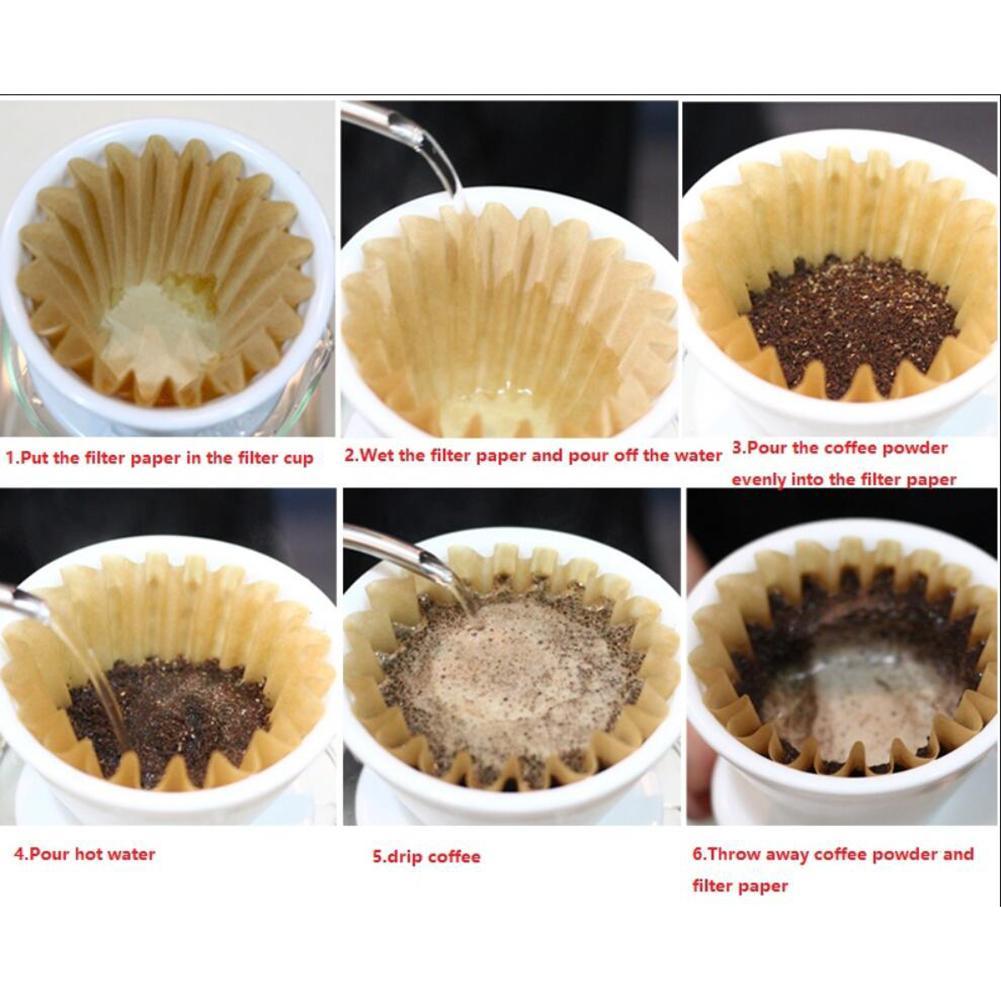 Изображение товара: Ручной перфоратор, фильтровальная бумага для кофе, волнистая фильтровальная бумага для торта, не отбеливать, Экологичная фильтровальная бумага, натуральный коричневый одноразовый Фильтр