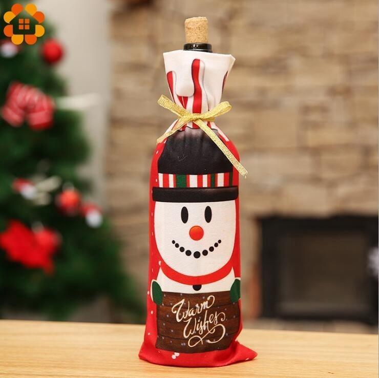 Изображение товара: 1 шт. рождественские наборы для бутылок со снеговиком/Санта-Клаусом, многофункциональный чехол для бутылки вина, держатель для рождественской вечеринки/искусства