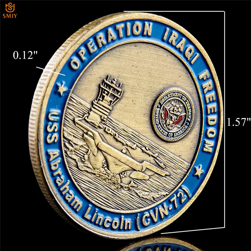 Изображение товара: США, Авраам, Lincoin (CVN-72), операция ИК, свобода правоохранительных органов, арчанель, святого Михаила, бронза, вызов, монета, стоимость W/PCCB