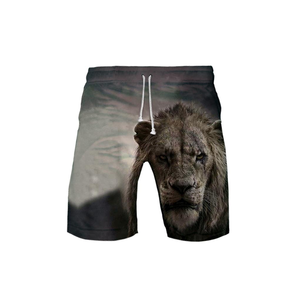 Изображение товара: Шорты пляжные в стиле Харадзюку для мужчин и женщин, популярные повседневные модные, с 3D-принтом короля льва, летние