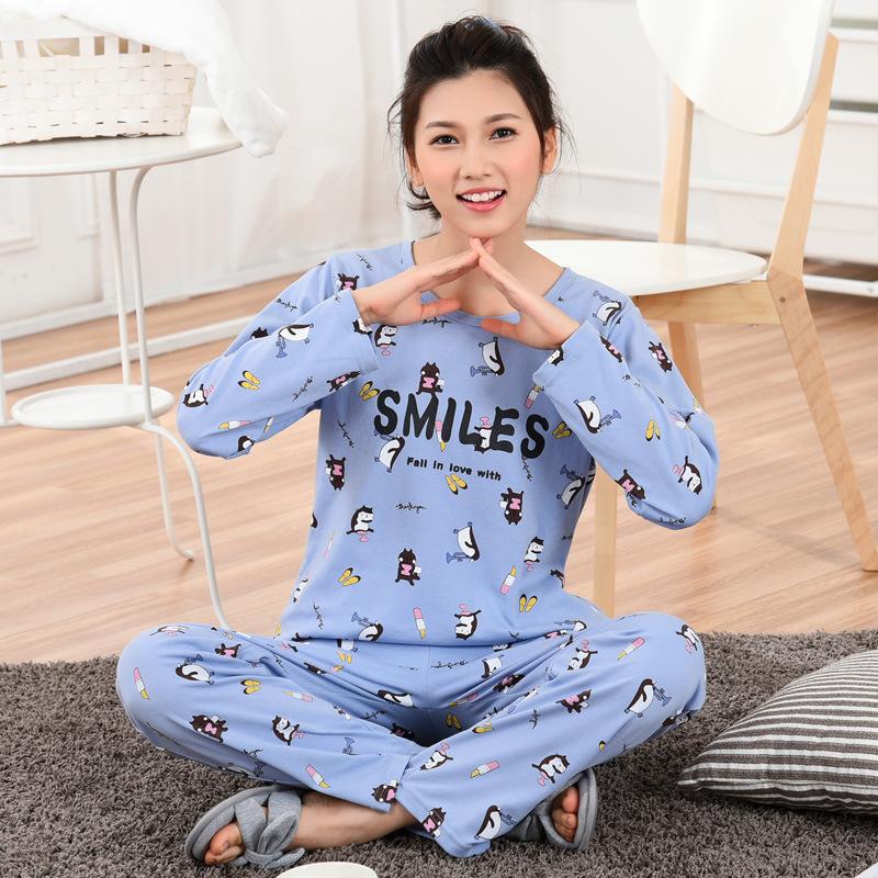 Изображение товара: Женские весенние и осенние пижамы больших размеров, новые пижамы, оптовая продажа, корейские удобные пижамные комплекты с длинным рукавом, женские пижамы
