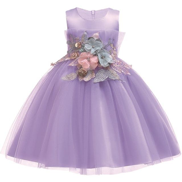Изображение товара: 2019 кружевное вечернее свадебное платье с блестками, платье-пачка принцессы, детская одежда для девочек с цветами, детвечерние чная Одежда для девочек