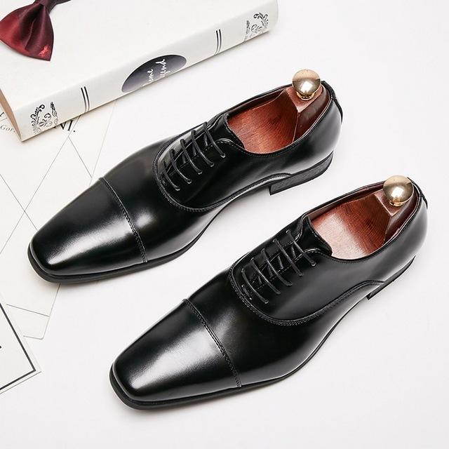 Изображение товара: Мужские кожаные туфли XGRAVITY с квадратным носком, Коровья спилка, брендовая модная классическая деловая обувь, A166, весна-осень