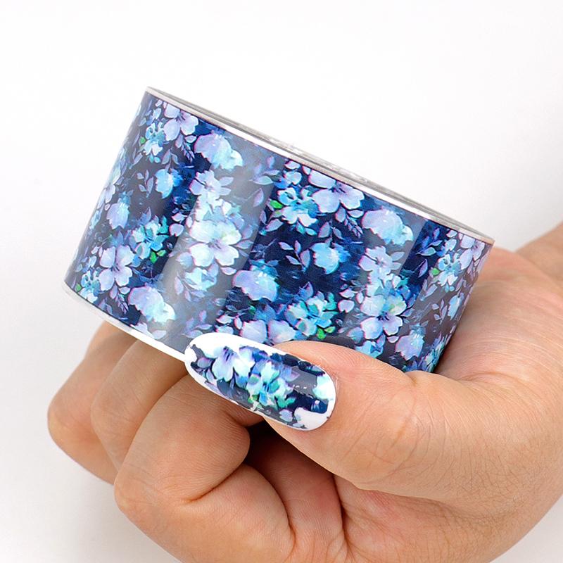 Изображение товара: 1 рулон 4 см * 120 м звездное небо Фольга для ногтей красочные цветы переводные наклейки на ногти наклейки маникюр Дизайн ногтей украшения