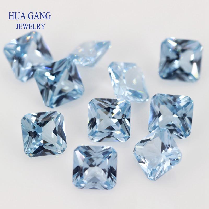 Изображение товара: 106 # светло-голубая квадратная форма восьмиугольника принцесса резка синтетический шпинель камень для ювелирных изделий Размер 3x3mm ~ 8x8mm