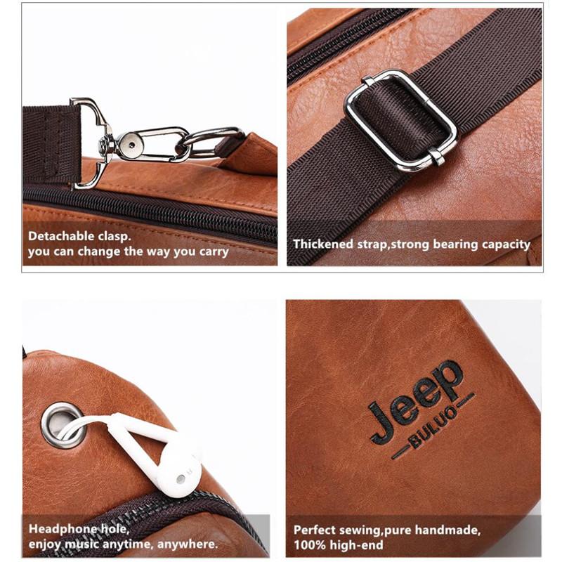 Изображение товара: Мужской комплект нагрудная сумка jeep buluo, оранжевая сумка через плечо и кошелек из спилковой кожи, брендовая слинг-сумка, однолямочная кросс-боди сумка, все сезоны