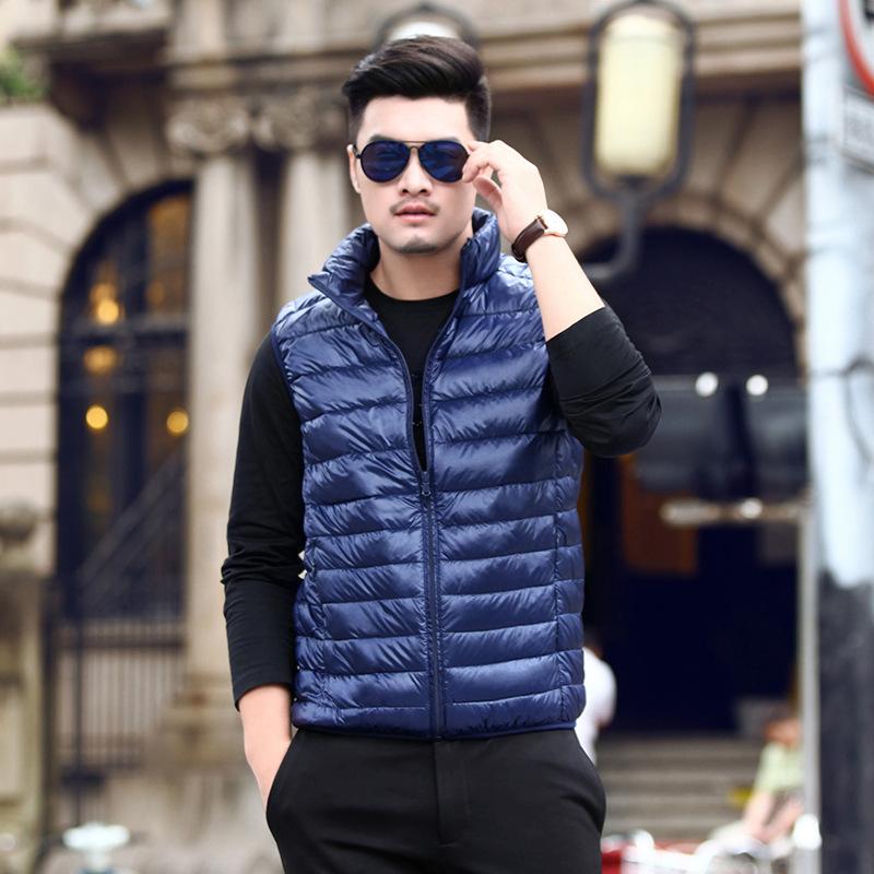 Изображение товара: Мужской пуховой жилет, теплая ультратонкая куртка на каждый день, с воротником-стойкой, весна-осень 2019