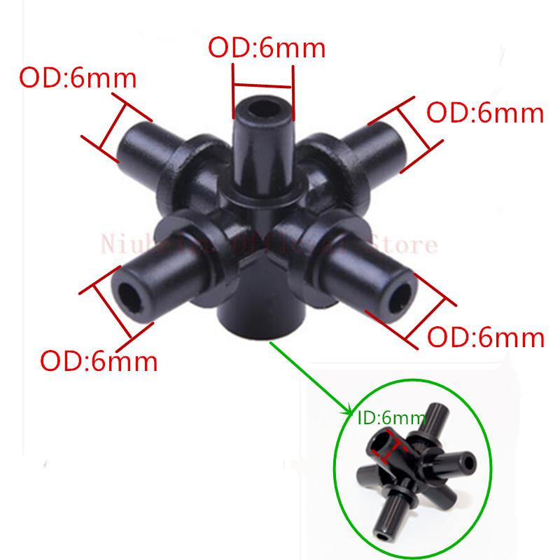 Изображение товара: 5-ходовой коннектор для микроспринклеров, 10 шт., 6 мм, фитинги для тепличного орошения, можно соединить 5 разбрызгивателей