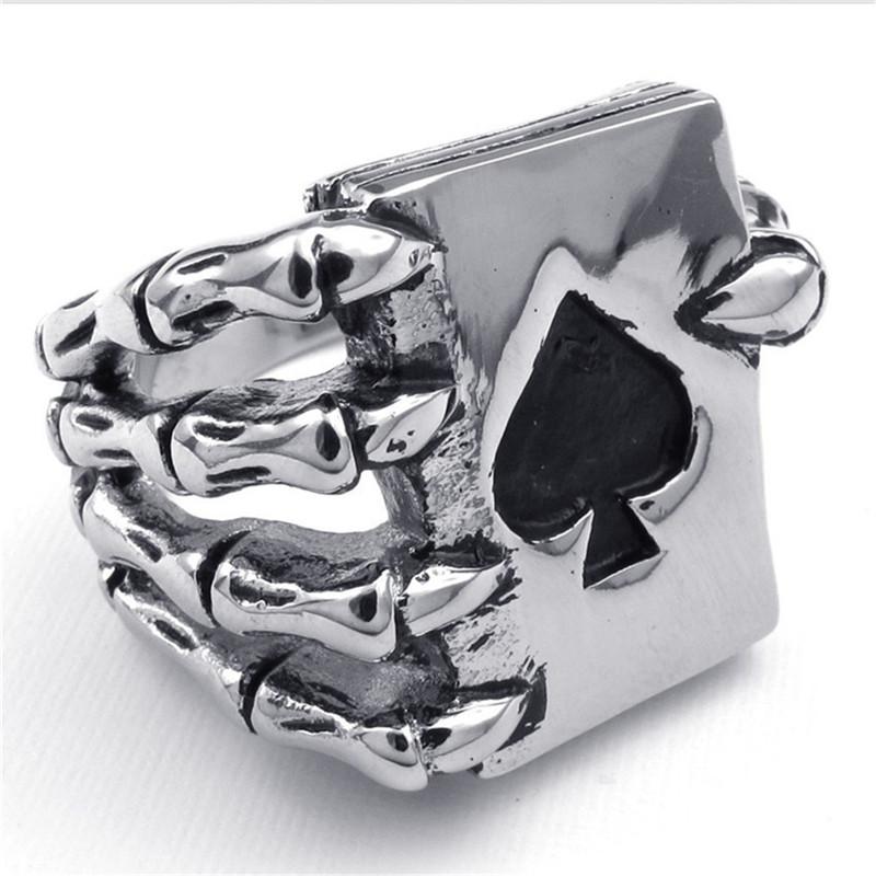 Изображение товара: Модное мужское кольцо-Лопатка, ювелирное изделие для мужчин, Женское кольцо на удачу, мужское винтажное ювелирное изделие, кольцо для покера, подарки для мужчин и женщин