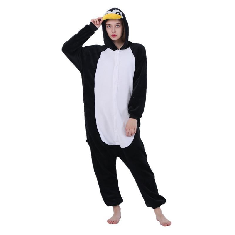 Изображение товара: Взрослая Пижама женская Фланелевая Пижама унисекс с милым пингвином мультяшная Пижама для животных комплект с капюшоном пижамы кигуруми