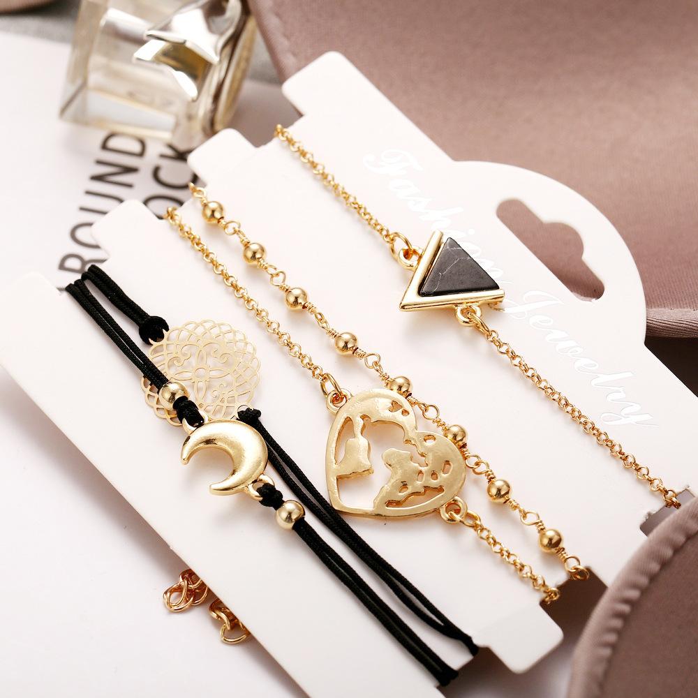 Изображение товара: 5 шт./компл. новые модные браслеты для женщин и девушек винтажные золотые браслеты классический креативный подарок на день Святого Валентина геометрический дизайн