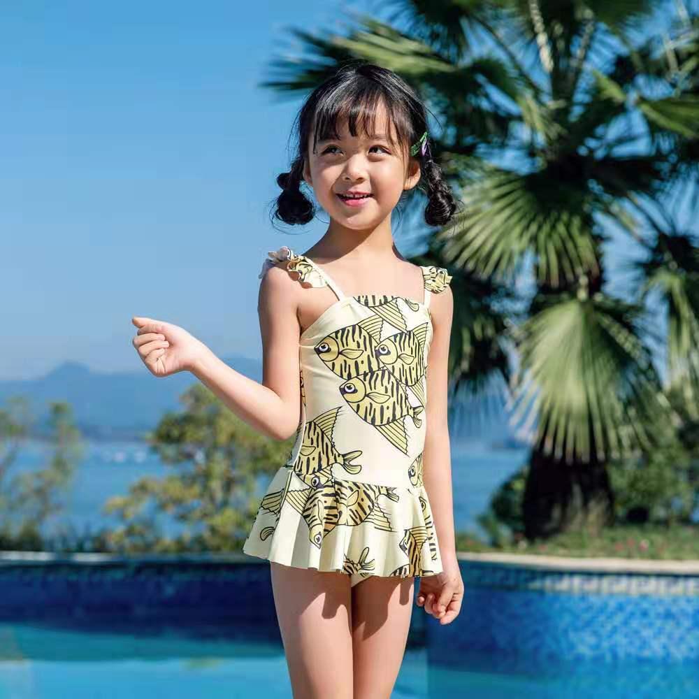 Изображение товара: Цельнокроеный купальный костюм для девочек, одежда для плавания с рисунком рыбы для девочек, пляжный купальный костюм для 2-12 лет