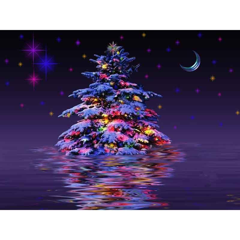 Изображение товара: Алмазная 5d-картина «сделай сам», вышивка крестиком, полная выкладка, круглая, «Светящаяся Рождественская елка», мозаика, украшение для подарка