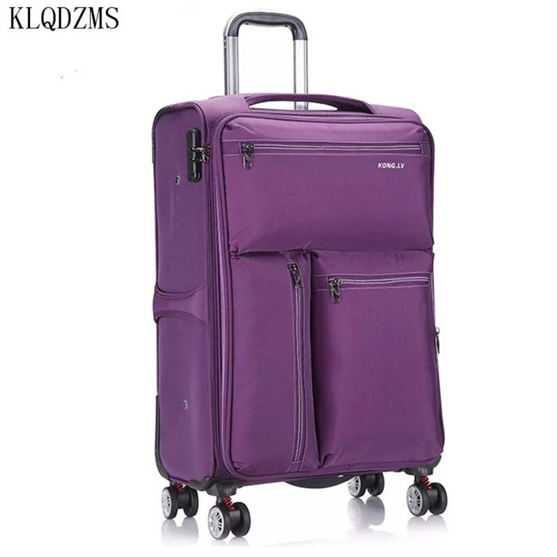 Изображение товара: Дорожный чемодан KLQDZMS 20/24/28 дюймов, Дорожный чемодан Оксфорд-Спиннер, мужской и женский чемодан на колесиках