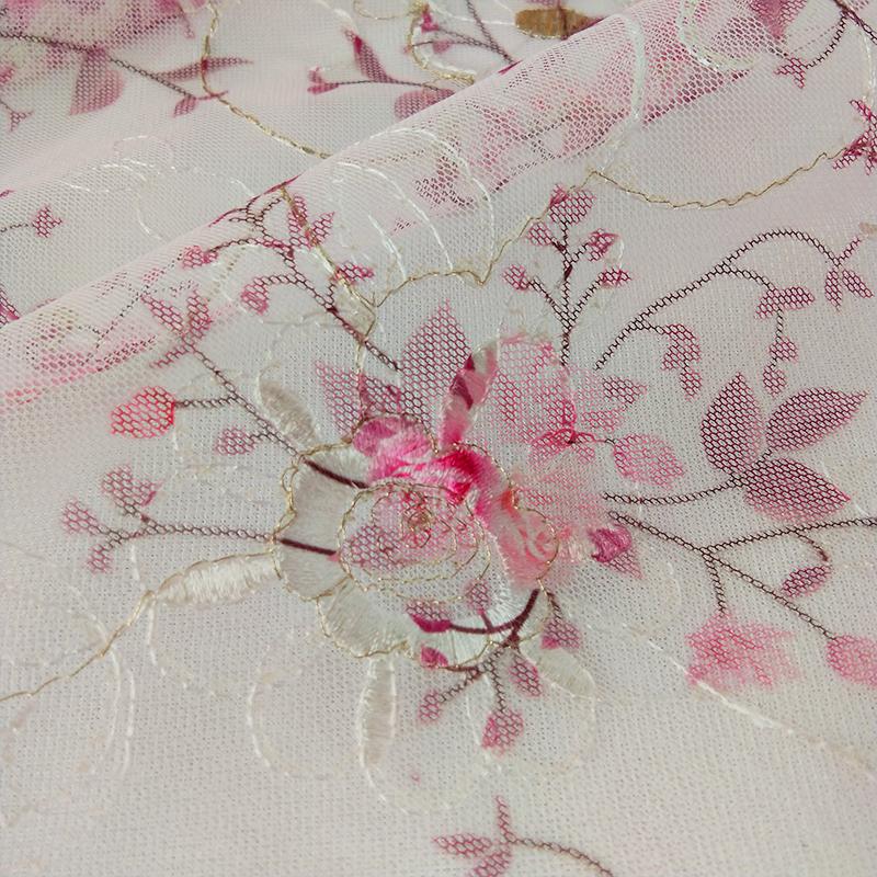 Изображение товара: 1 ярд кружевная ткань розовая французская сетка/сетка с золотой нитью вышитая свадебное вечернее платье кружевная ткань женское платье
