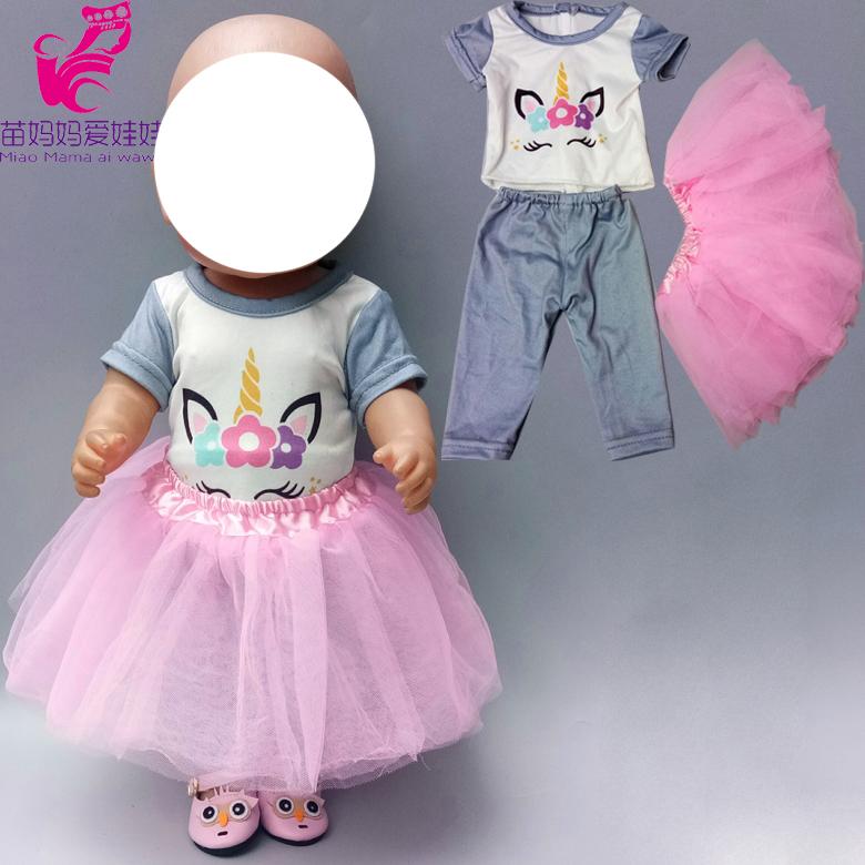 Изображение товара: 17 дюймов Одежда для куклы-младенца Штаны; футболка; юбка-пачка юбка для 18 