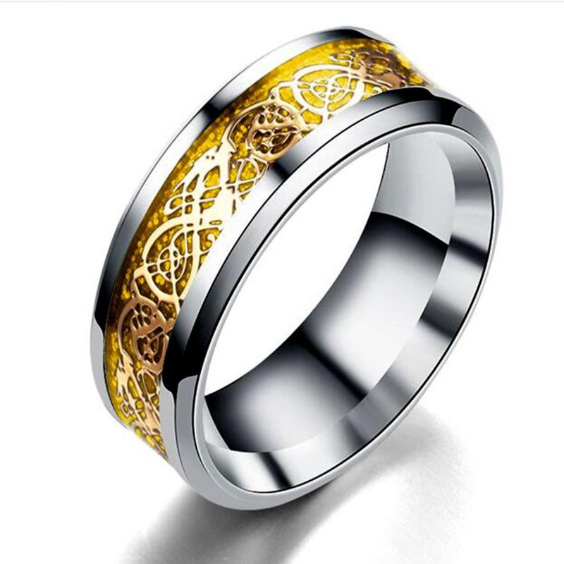 Изображение товара: Кольца из титановой стали для мужчин и женщин, модные ювелирные изделия в форме дракона с зернистой поверхностью, 6 цветов
