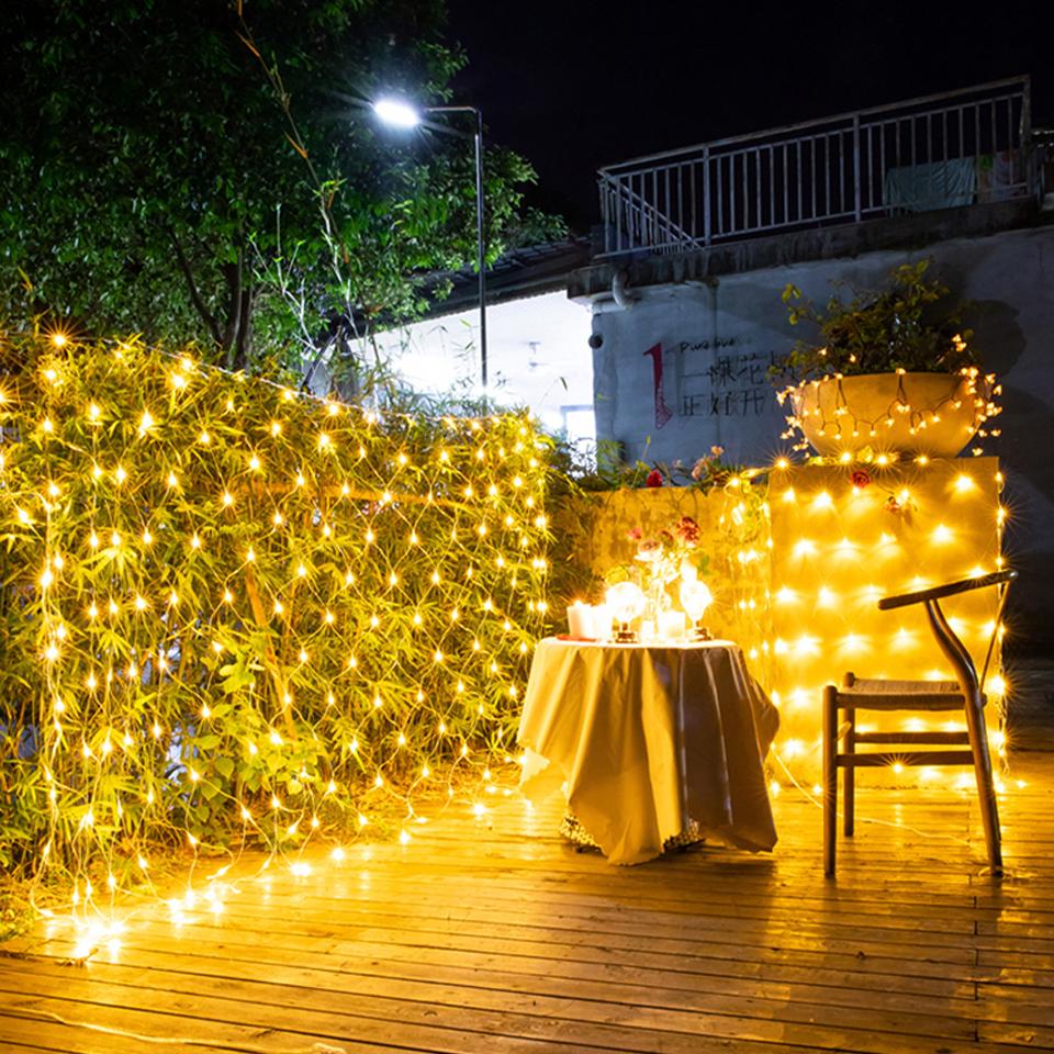 Изображение товара: Светодиодная сетчатая гирлянсветильник для дома и сада, декор для настенного телевизора, 1,5x1,5 м, 3x2 м, 6x4 м, Сказочная Звездная гирлянда для свадебной вечеринки, лампа