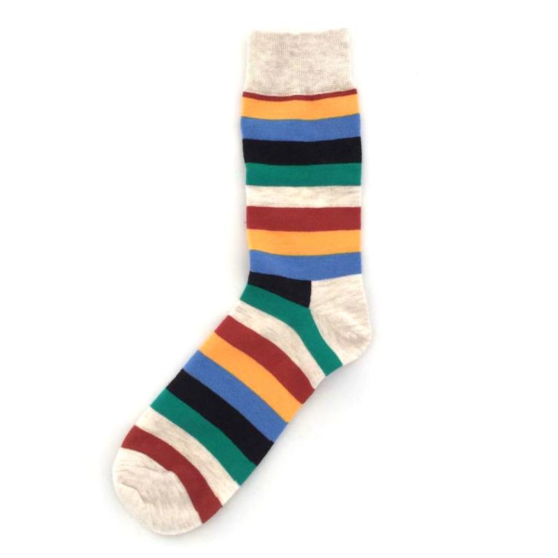 Изображение товара: Классические полосатые носки в клетку для мужчин; Новинка; Британский стиль; Цветные геометрические длинные носки из чесаного хлопка; Носки для деловых людей