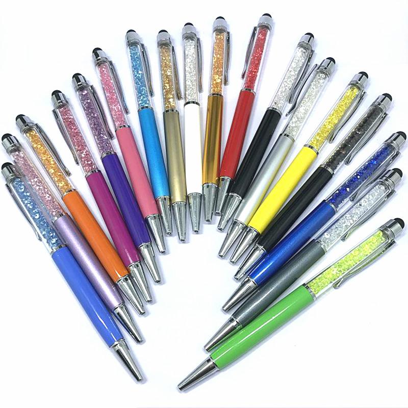 Изображение товара: Металлическая ручка с логотипом на заказ, емкость для рукописного ввода, Алмазный сенсорный экран, металлическая шариковая ручка, офисные принадлежности, 30 шт.