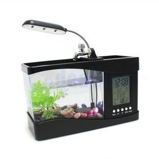 Изображение товара: Аквариум с USB, мини-аквариум, аквариум светодиодный Ной лампой светильник ЖК-дисплей, экран и часы, аквариум