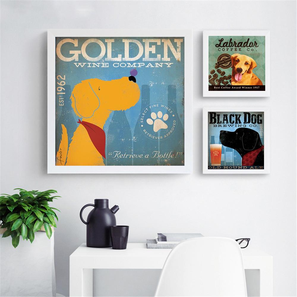 Изображение товара: Настенный плакат в стиле ретро с изображением коричневой собаки, современный минималистичный Забавный принт с изображением животных на холсте, настенные картины для гостиной, домашний декор