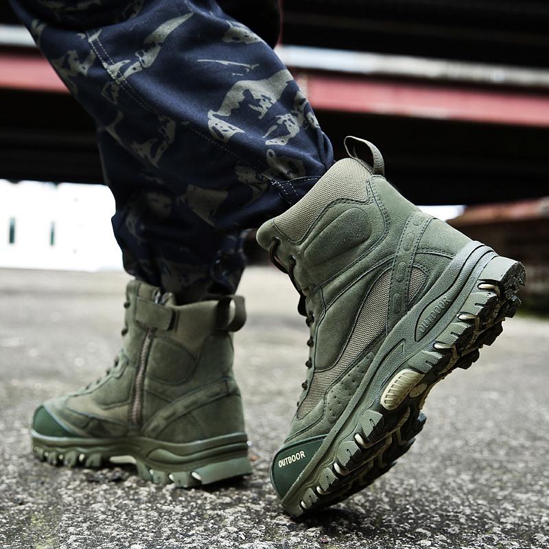 Изображение товара: Мужские военные тактические ботинки, зимние кожаные ботильоны специального назначения для пустыни, мужские кожаные ботинки для снега, Армейская Обувь большого размера