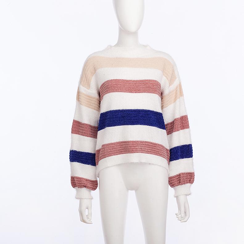 Изображение товара: Adogirl, женский свитер в радужную полоску, 2019, Осень-зима, длинный рукав, вязанный, свободный, пуловеры, джемпер, свитера