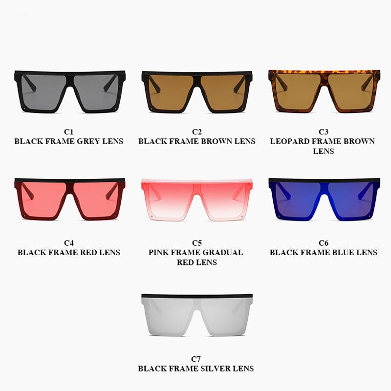 Изображение товара: Солнцезащитные очки с большой оправой, женские квадратные солнцезащитные очки с плоской подошвой и заклепками для мужчин, винтажные большие очки, черные оттенки, очки UV400