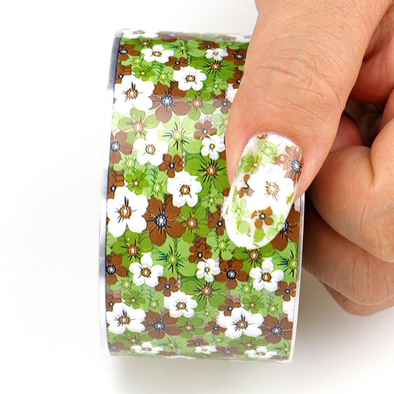 Изображение товара: 1 рулон 4 см * 120 м звездное небо Фольга для ногтей красочные цветы переводные наклейки на ногти наклейки маникюр Дизайн ногтей украшения