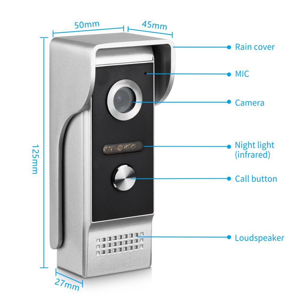 Изображение товара: Видеодомофон 4,3 дюйма, проводной дверной звонок с 1 монитором + 1 наружная камера 700TVL для домашнего наблюдения