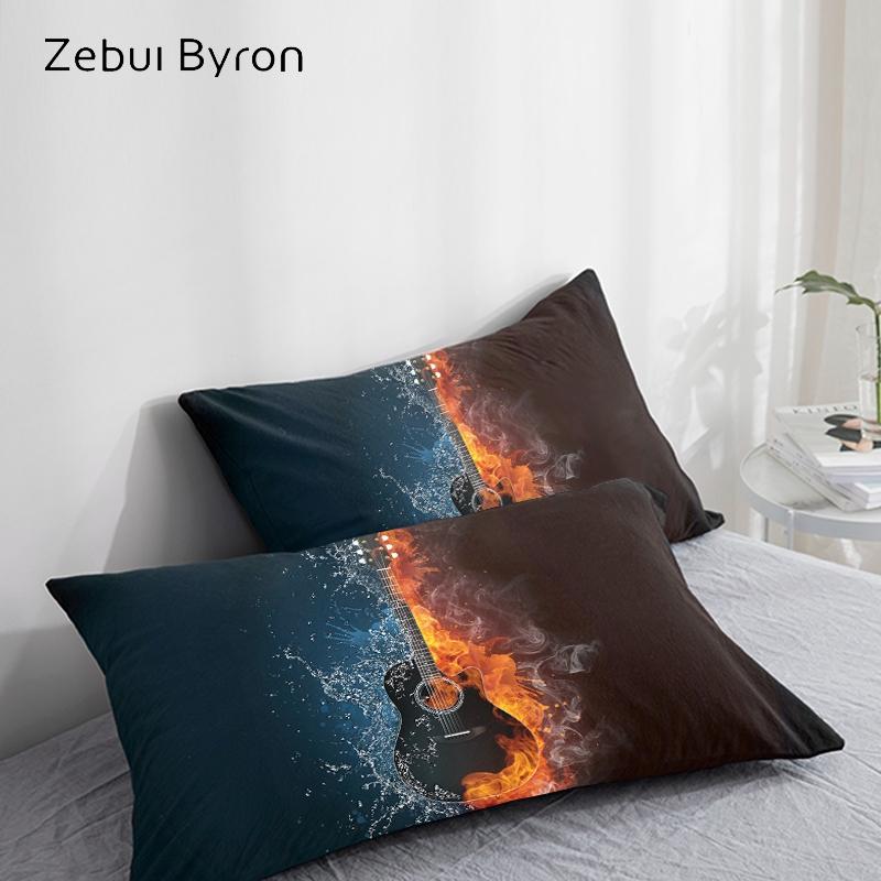 Изображение товара: 3D HD Pillow Case Pillowcase Custom/50x70/50x75/50x80/70x70 Decorative Pillow Cover,Black Music guitar Bedding Drop Ship