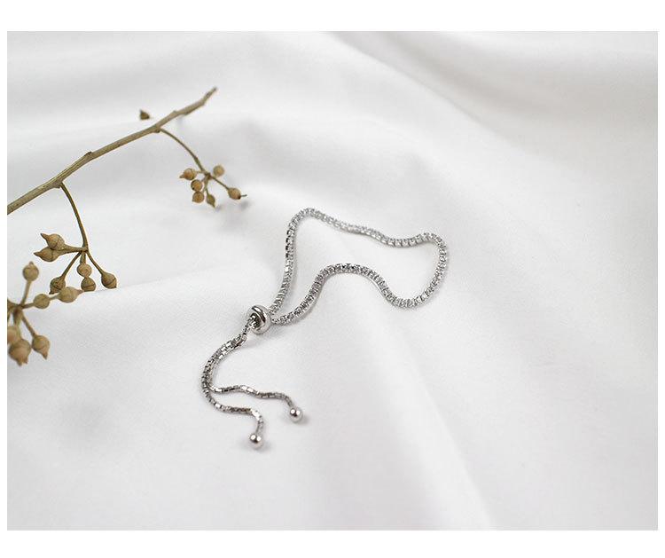 Изображение товара: Браслет из стерлингового серебра S925 пробы, сверкающий браслет с квадратной нитью, женский теннисный браслет, серебряный ювелирный браслет с регулируемой цепочкой, кубический цирконий