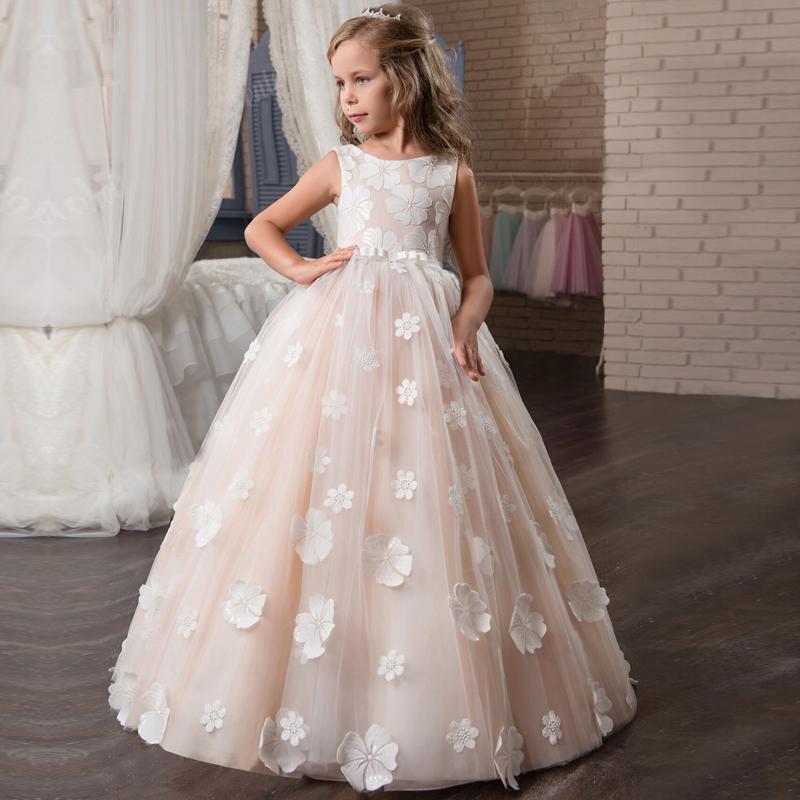 Изображение товара: Винтажное платье с цветочным рисунком для девочек, на свадьбу, вечеринку, для принцессы, для конкурса, длинное платье, Детские платья для девочек, официальная одежда