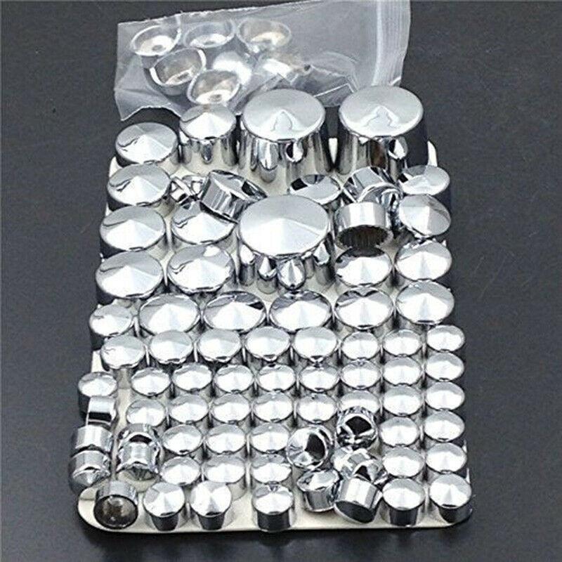 Изображение товара: 87x Chrome Bolt Toppers Cover Cap Kit For Ha/rley Davi/d/son Softail Twin Cam 84-06 Wheel Nut Screw Bolt Protection Covers Caps