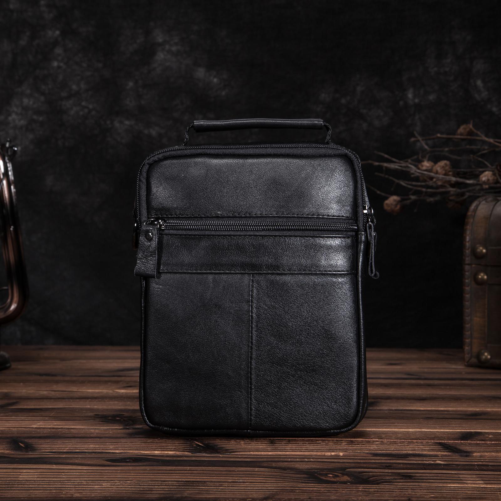 Изображение товара: Натуральная кожа, мужская мода, повседневный дизайн, сумка-мессенджер, наплечный ремень, сумка 8 дюймов, школьная сумка, сумка для планшета, Мужская 9807