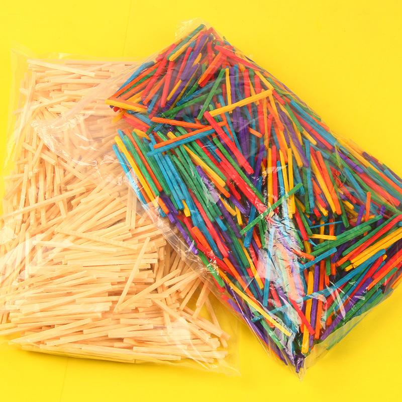 Изображение товара: 1000 шт цветные спичечные палочки, деревянные палочки для детей, материал для рук, креативные спичечные палочки для рукоделия, деревянная игрушка для обучения подарки