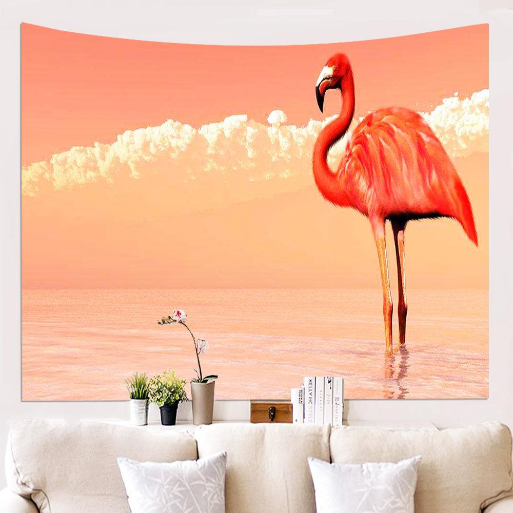 Изображение товара: Гобелен с принтом фламинго, настенный пляжный плед, одеяло, палатка для кемпинга, дорожный матрас, богемный настенный художественный гобелен