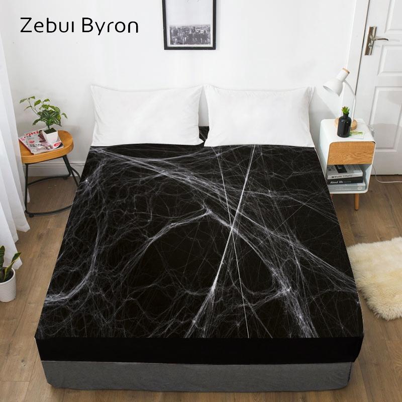 Изображение товара: 3D Print Custom Bed Sheet With Elastic,Fitted Sheet Queen/King,Halloween Spider web Mattress Cover 150/180/160x200,drop ship