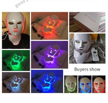 Изображение товара: 7 цветов свет светодиодный маска для лица с шеи Омоложение кожи Уход за лицом Красота анти акне терапия отбеливание